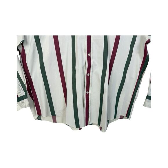 Faconnable Men's XXL 2XL White Stripe Embroidered Crest Button Up Academia - Picture 3 of 15